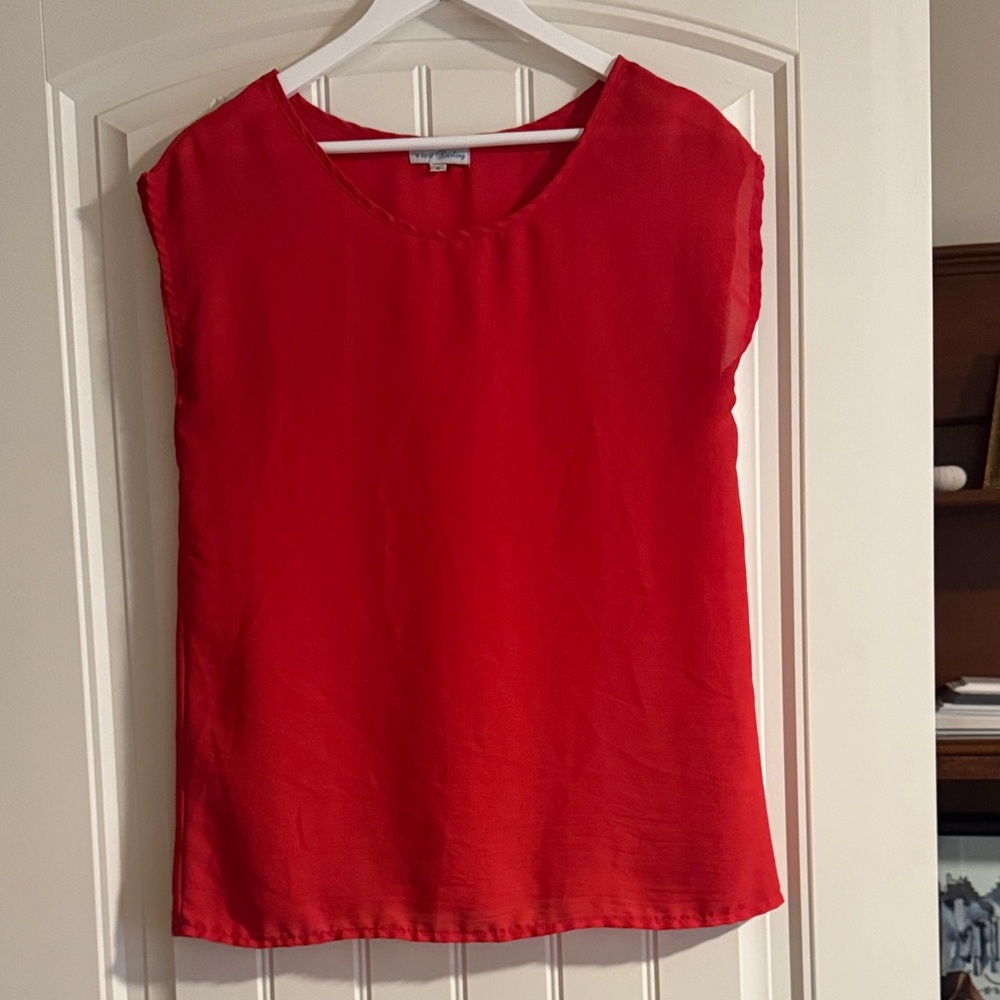 Elegant Red Sleeveless Blouse